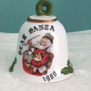 🎁VTG 1980 Christmas Hand painted Bell w/ Dear Santa